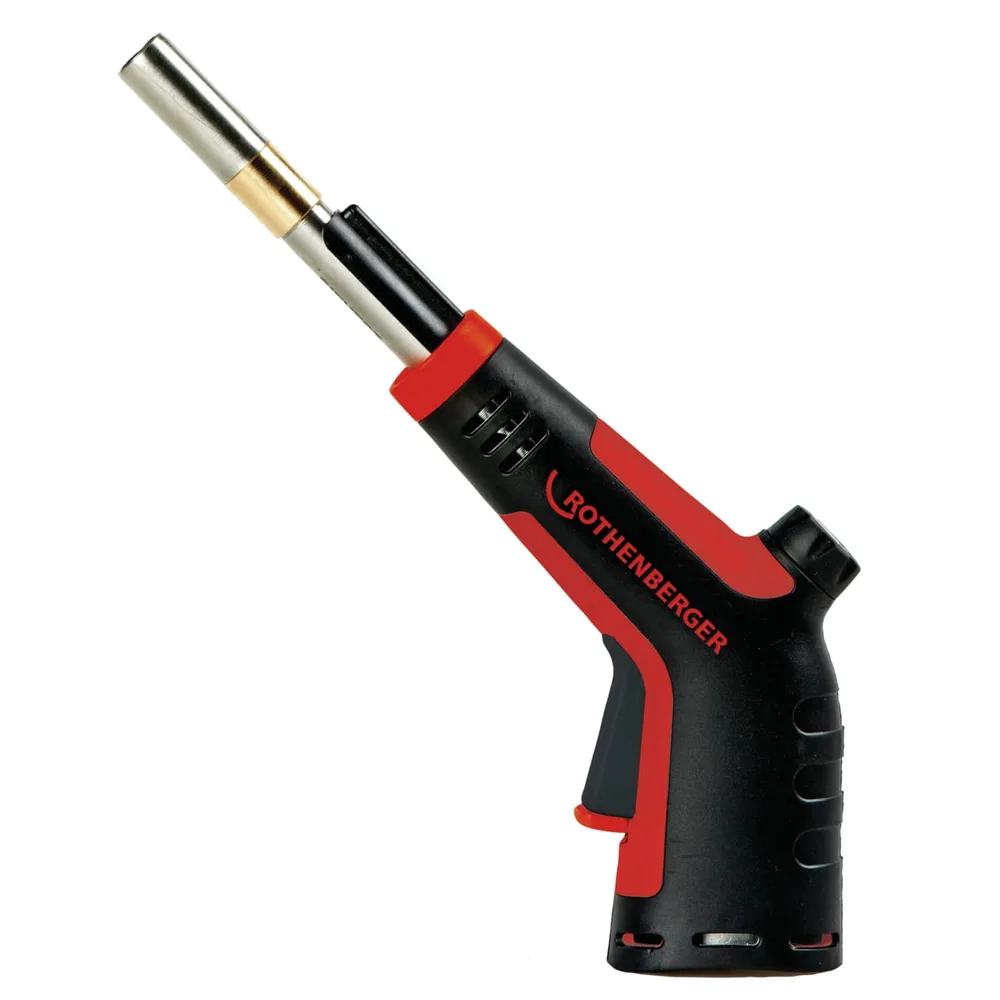 Rothenberger Super Fire 4 handle with Twist N Load burner collar, rubberised grip and piezo ignition, photographed on a white background.